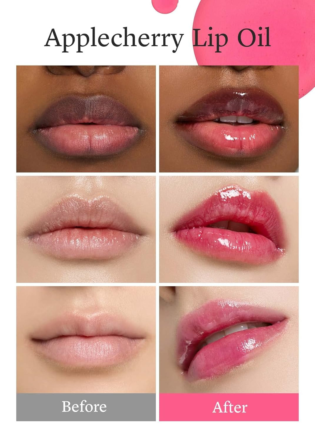 Korean Vegan Lip Oil - Applefig, 0.12 Fl Oz + Korean Lip Oil - Applecherry, 0.12 Fl Oz Bundle