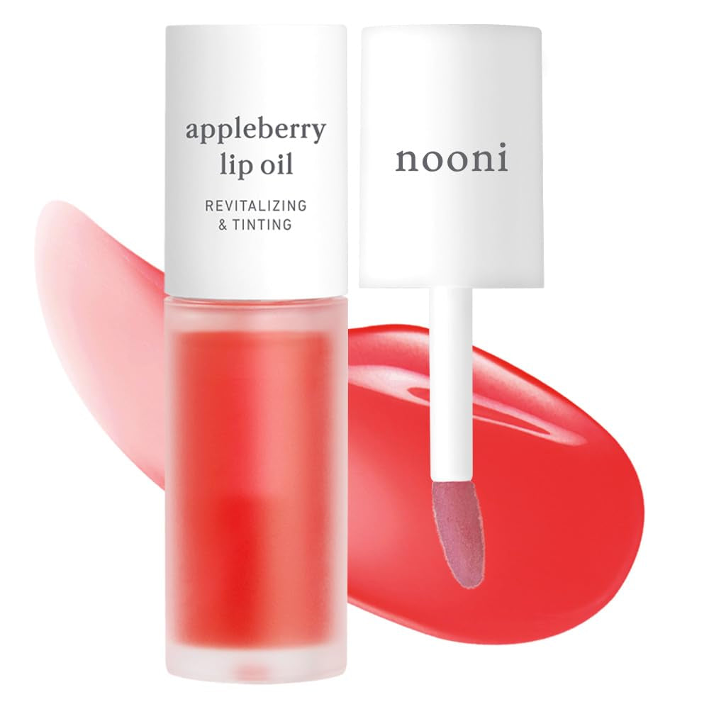 Korean Lip Oil - Appleberry | Long-Lasting, Moisturizing, Plumping, Revitalizing for Dry Lips, Waterproof, No Peel Off, Hydrating, Nourishing Crystal Clear, 0.12 FL Oz