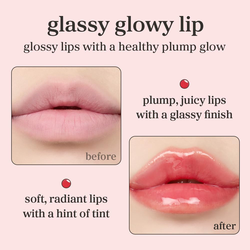 Korean Lip Oil - Appleberry | Long-Lasting, Moisturizing, Plumping, Revitalizing for Dry Lips, Waterproof, No Peel Off, Hydrating, Nourishing Crystal Clear, 0.12 FL Oz